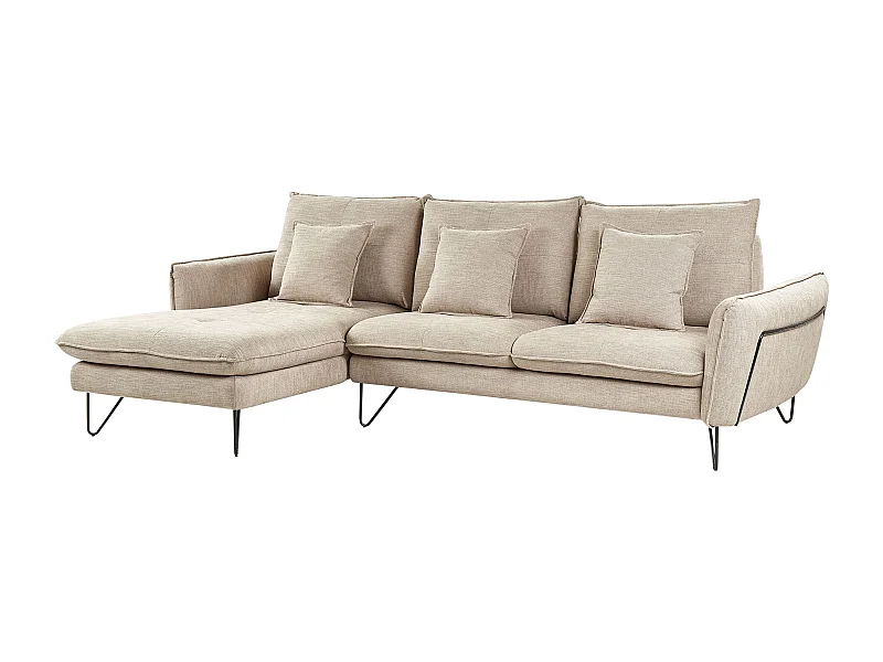 Modernes Ecksofa beige 3-Sitzer rechtsseitig verstellbar mit Kissen Sersan