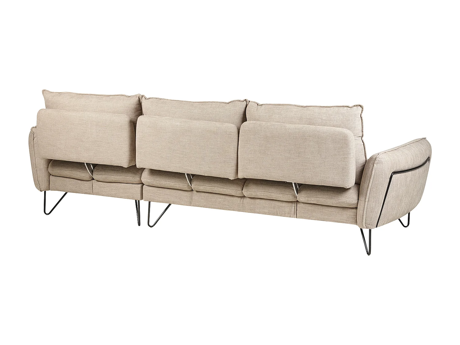 Canapé d'Angle Moderne à Droite avec Dossier Réglable avec Coussins en Tissu Chenille Beige Sersan