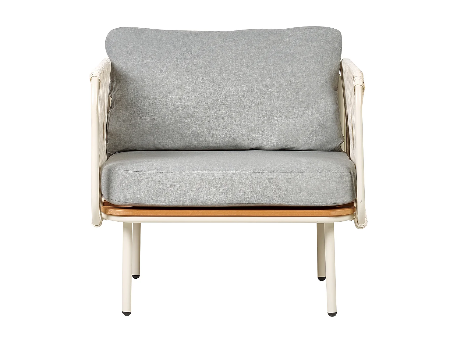 Gartensessel mit Ottomane Set weiß aus Metall Kunstholz Auflage grau Senise