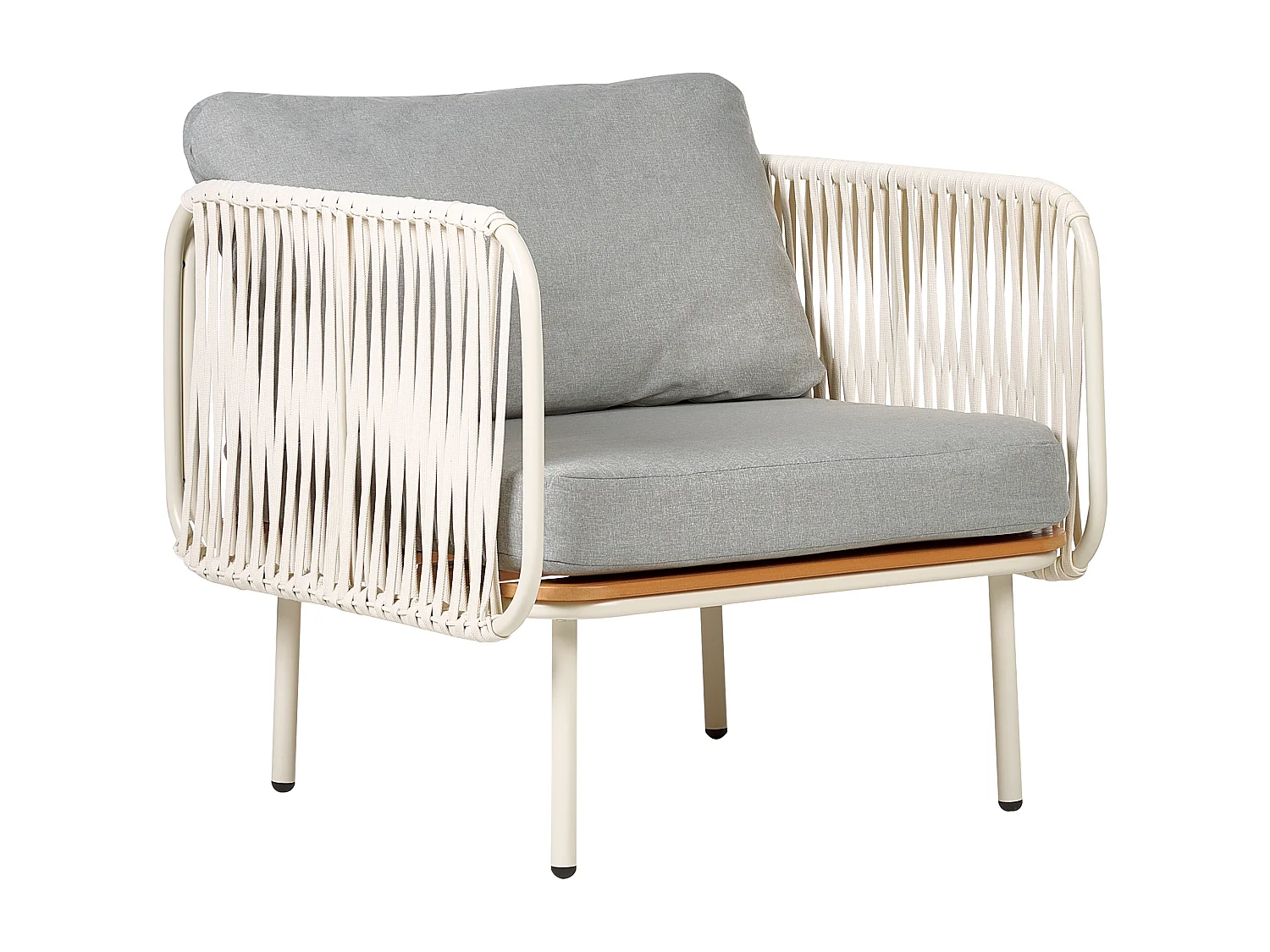 Gartensessel mit Ottomane Set weiß aus Metall Kunstholz Auflage grau Senise