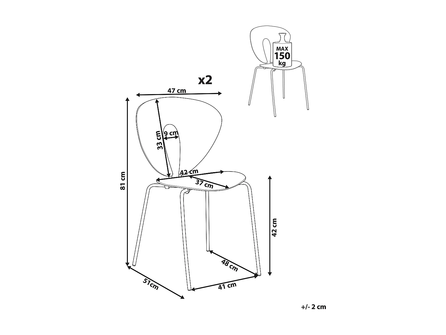 Esszimmerstuhl 2er Set TRACY Hellgrün
