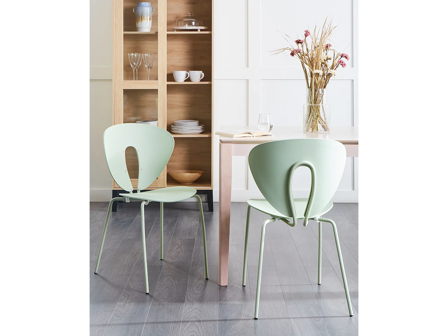 Lot de 2 chaises de salle à manger TRACY Vert clair