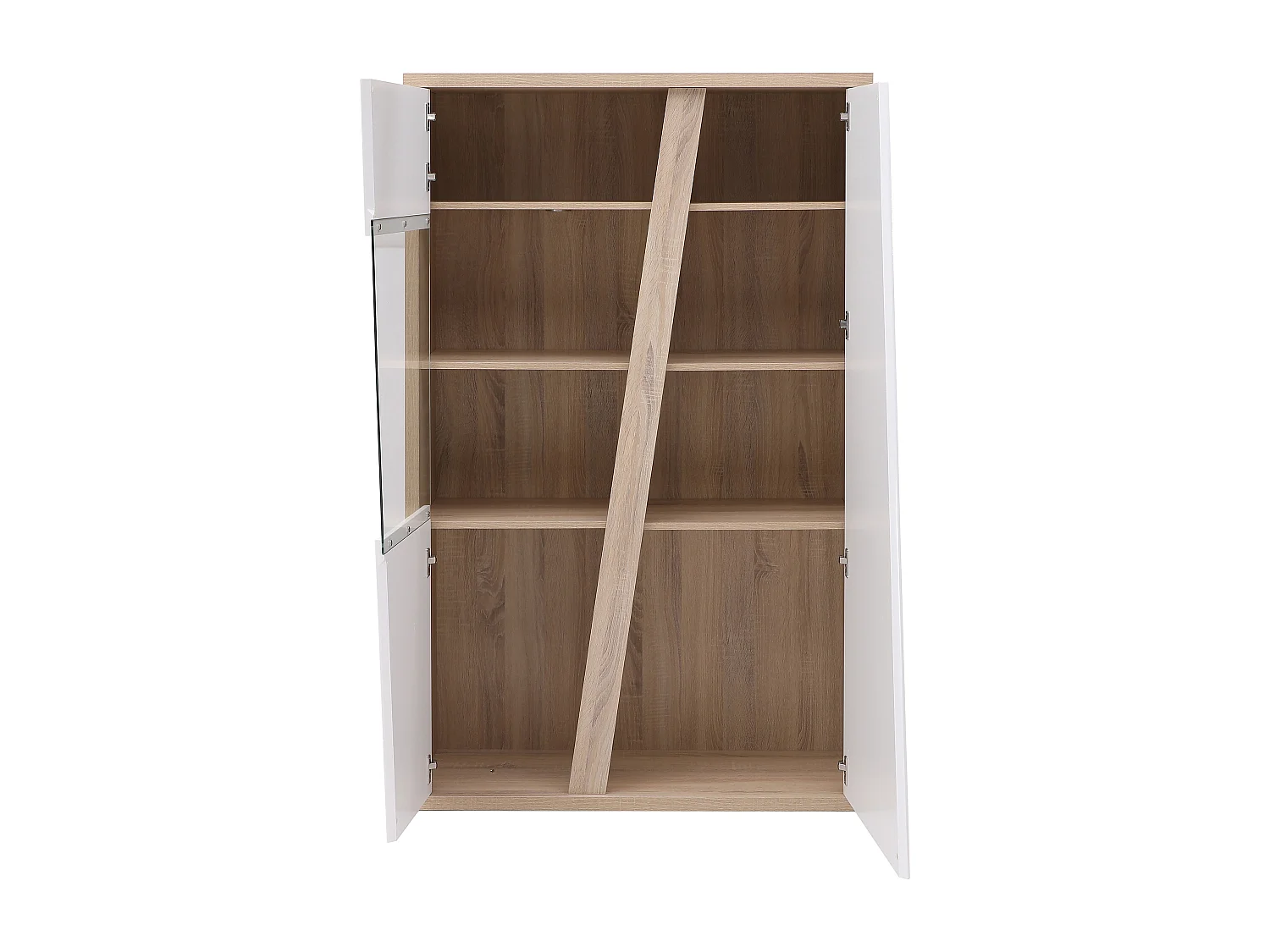 Vitrina 2 portas e 2 nichos com LEDs branco e natural - ZAOTI