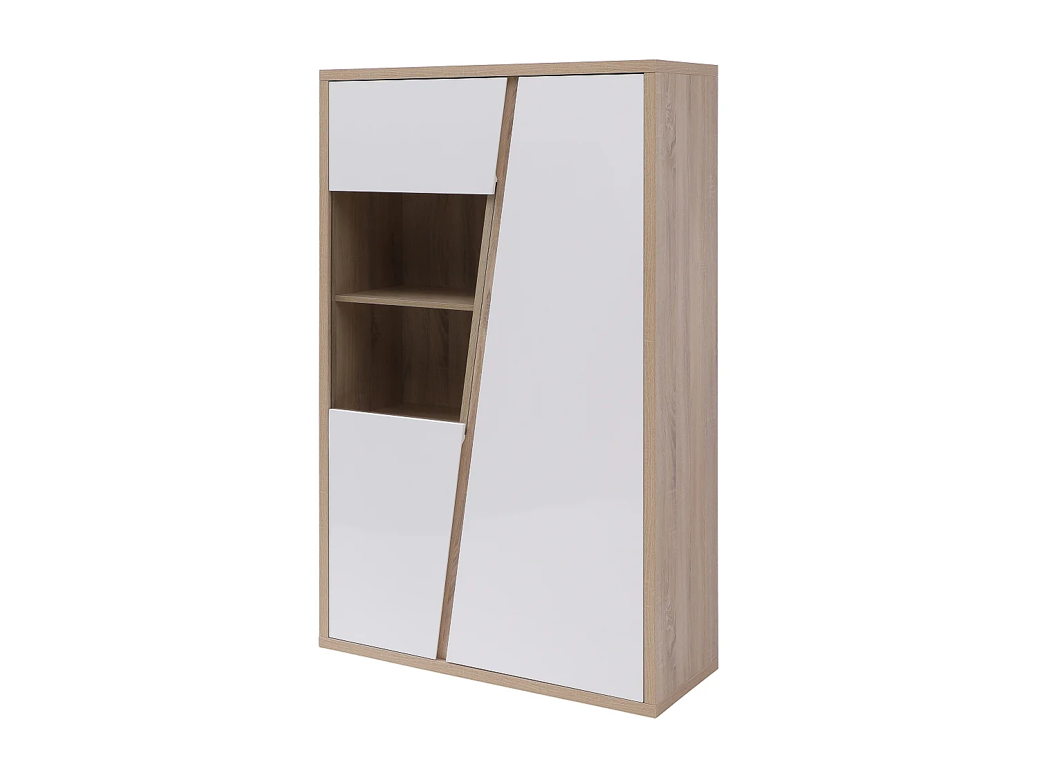 Vitrina 2 portas e 2 nichos com LEDs branco e natural - ZAOTI