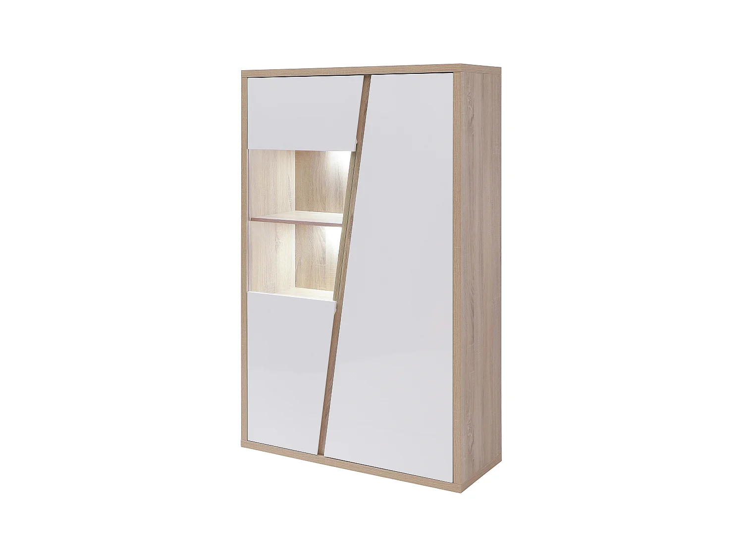 Vitrina 2 portas e 2 nichos com LEDs branco e natural - ZAOTI