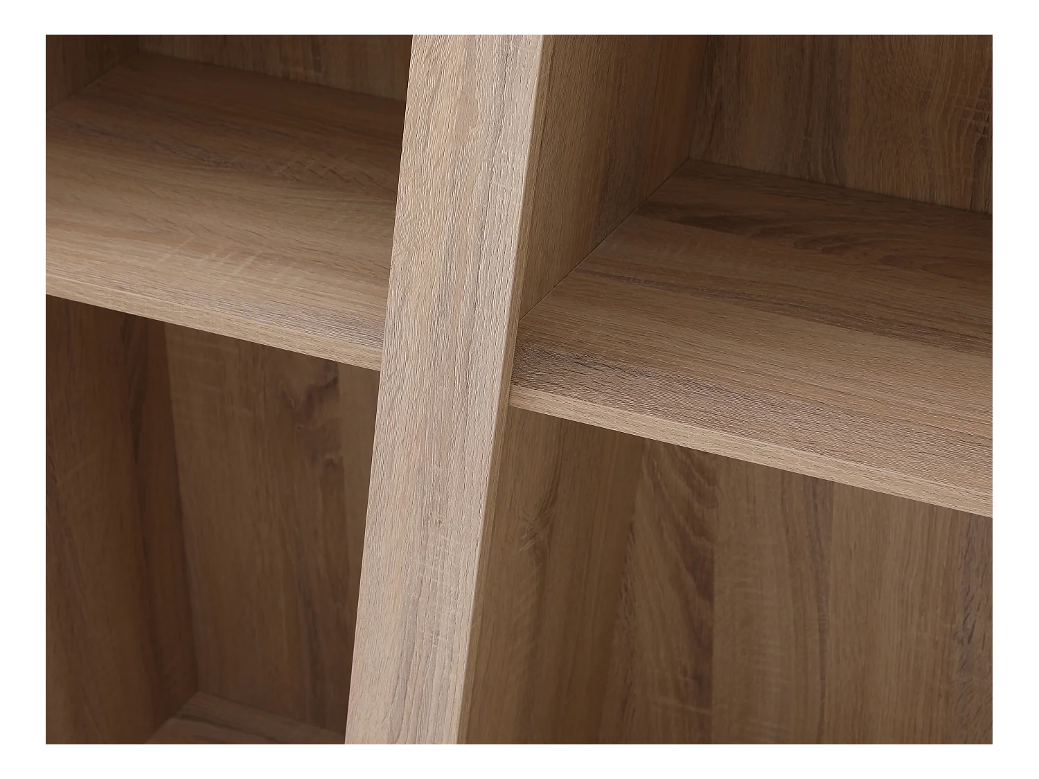 Vitrinenschrank mit 2 Türen & 2 Ablagefächern - Mit LED-Beleuchtung - Weiß & Holzfarben - ZAOTI