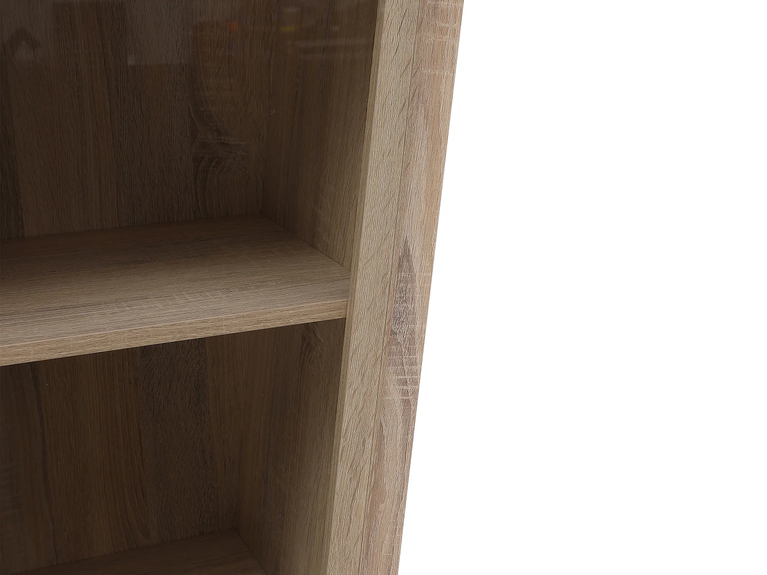 Vitrine 2 portes et 2 niches avec LEDs - Blanc et naturel - ZAOTI