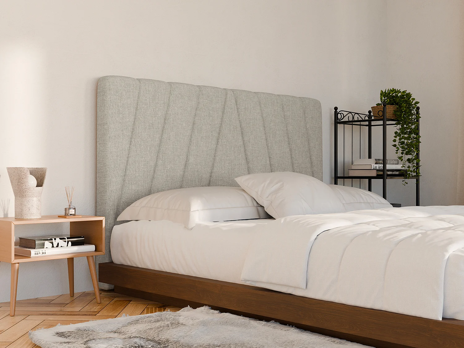 Tête de lit 190 cm - Tissu - Beige - LIDAMA de Pascal Morabito