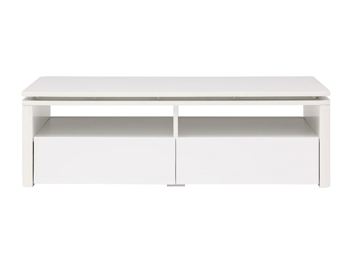 Couchtisch mit 2 Schubladen & 2 Ablagefächern - Mit LED-Beleuchtung - Weiß - SYLPIA