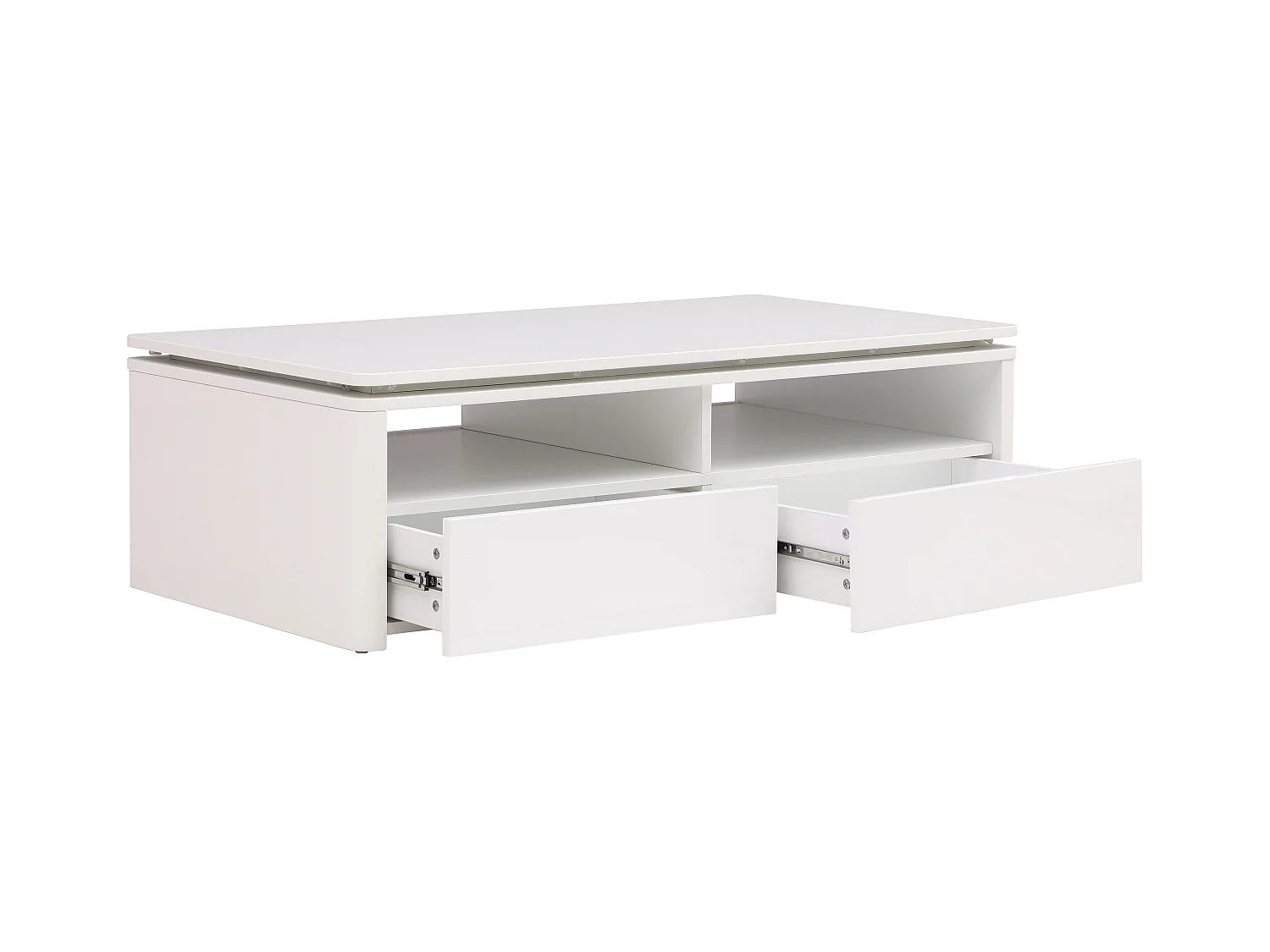 Table basse 2 tiroirs et 2 niches avec LEDs - Blanc - SYLPIA