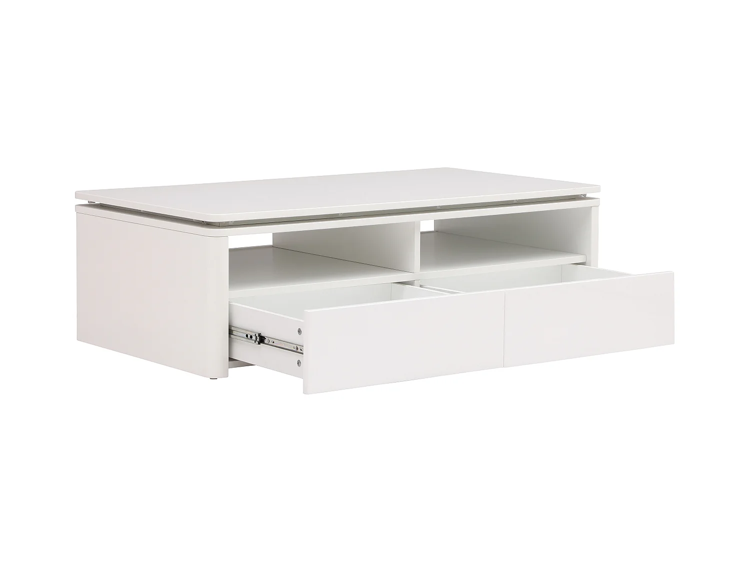Table basse 2 tiroirs et 2 niches avec LEDs - Blanc - SYLPIA