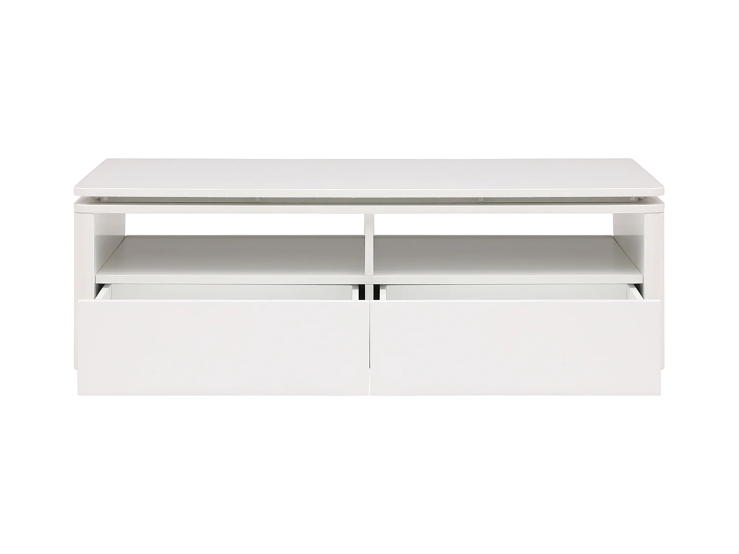 Table basse 2 tiroirs et 2 niches avec LEDs - Blanc - SYLPIA