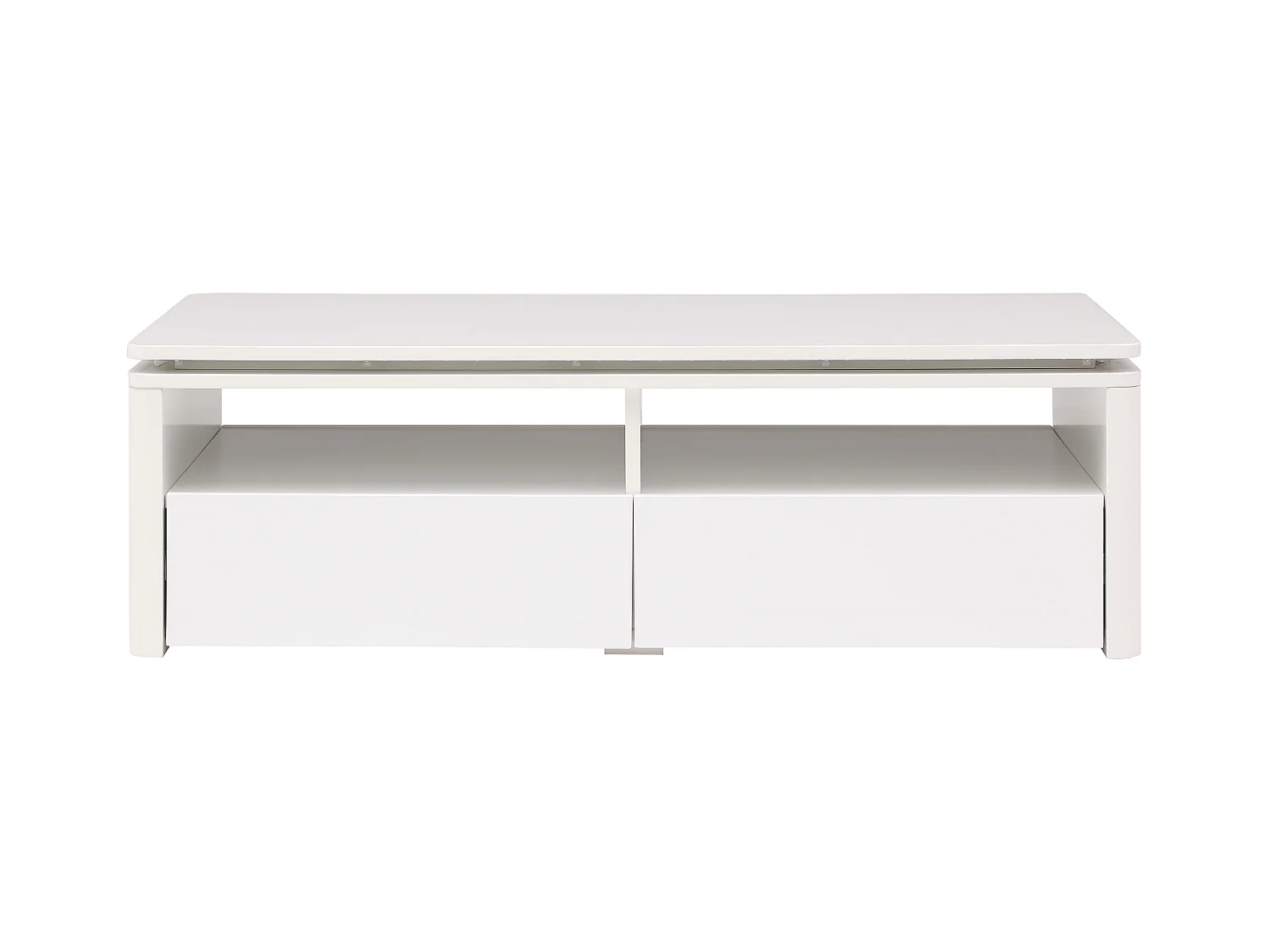 Table basse 2 tiroirs et 2 niches avec LEDs - Blanc - SYLPIA
