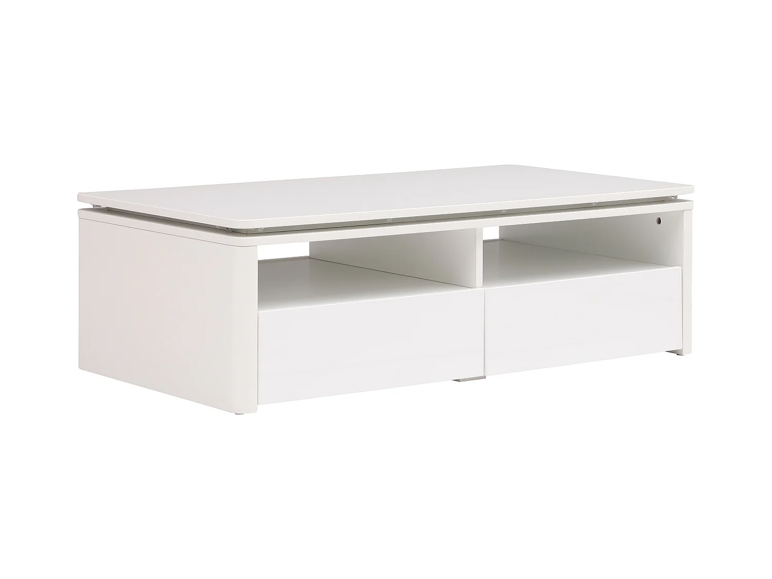 Table basse 2 tiroirs et 2 niches avec LEDs - Blanc - SYLPIA