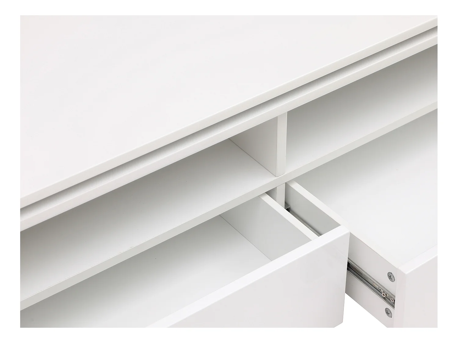 Table basse 2 tiroirs et 2 niches avec LEDs - Blanc - SYLPIA