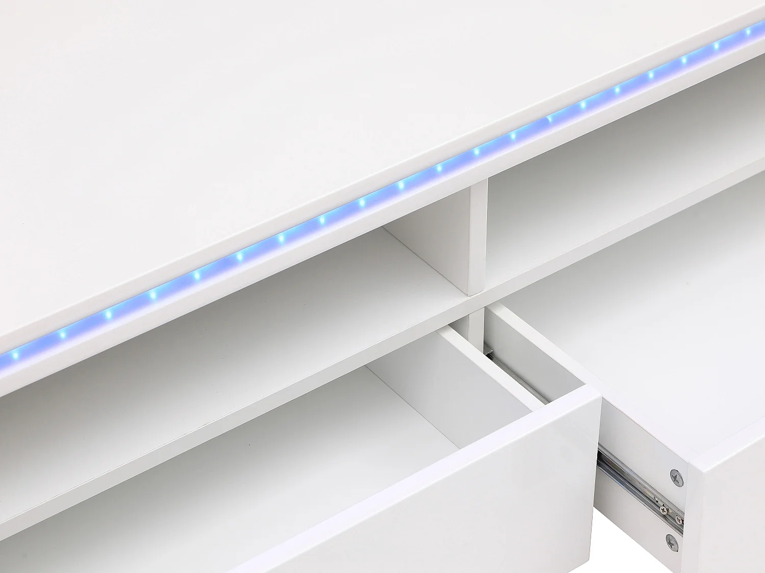 Salontafel met 2 lades en 2 nis met ledverlichting - Wit - SYLPIA