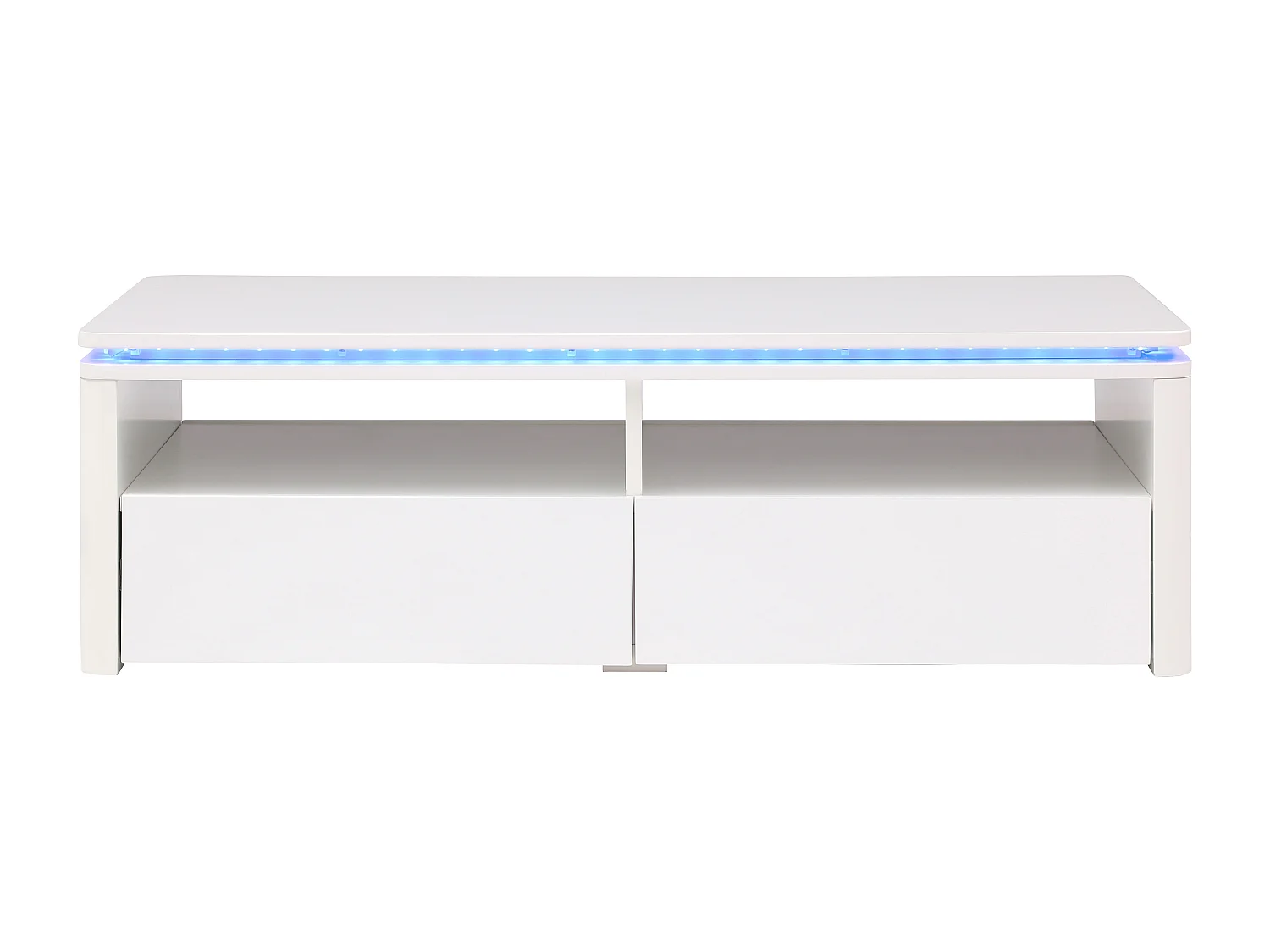 Salontafel met 2 lades en 2 nis met ledverlichting - Wit - SYLPIA