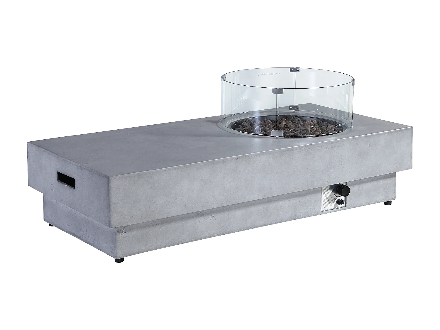 Table braséro rectangulaire au gaz en MGO effet béton – Foyer rond - SEROZA