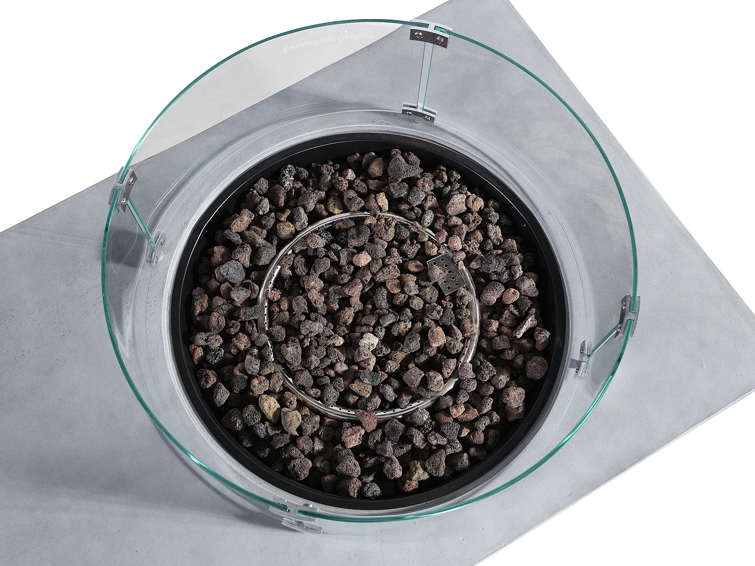 Table braséro rectangulaire au gaz en MGO effet béton – Foyer rond - SEROZA