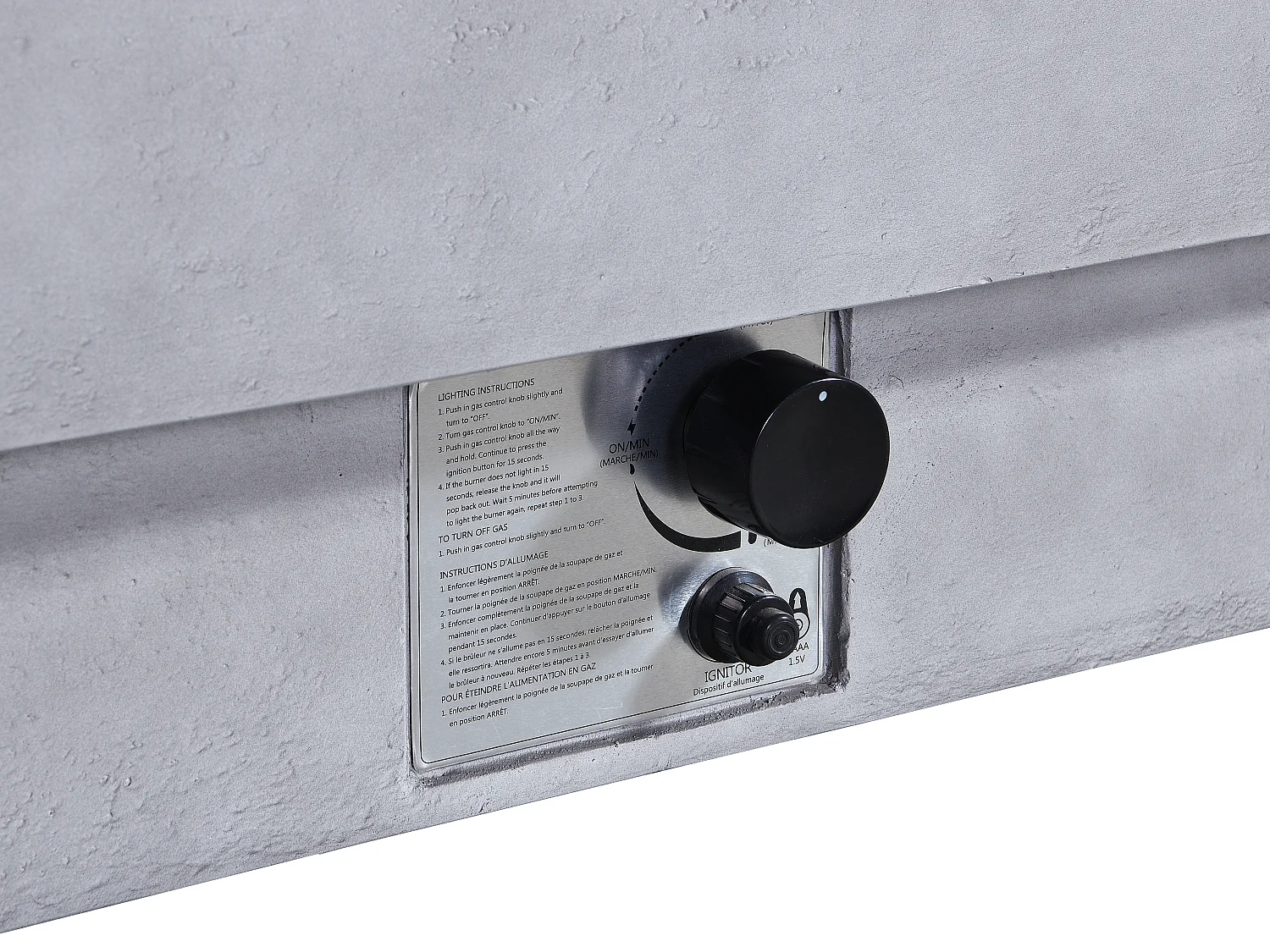 Table braséro rectangulaire au gaz en MGO effet béton – Foyer rond - SEROZA