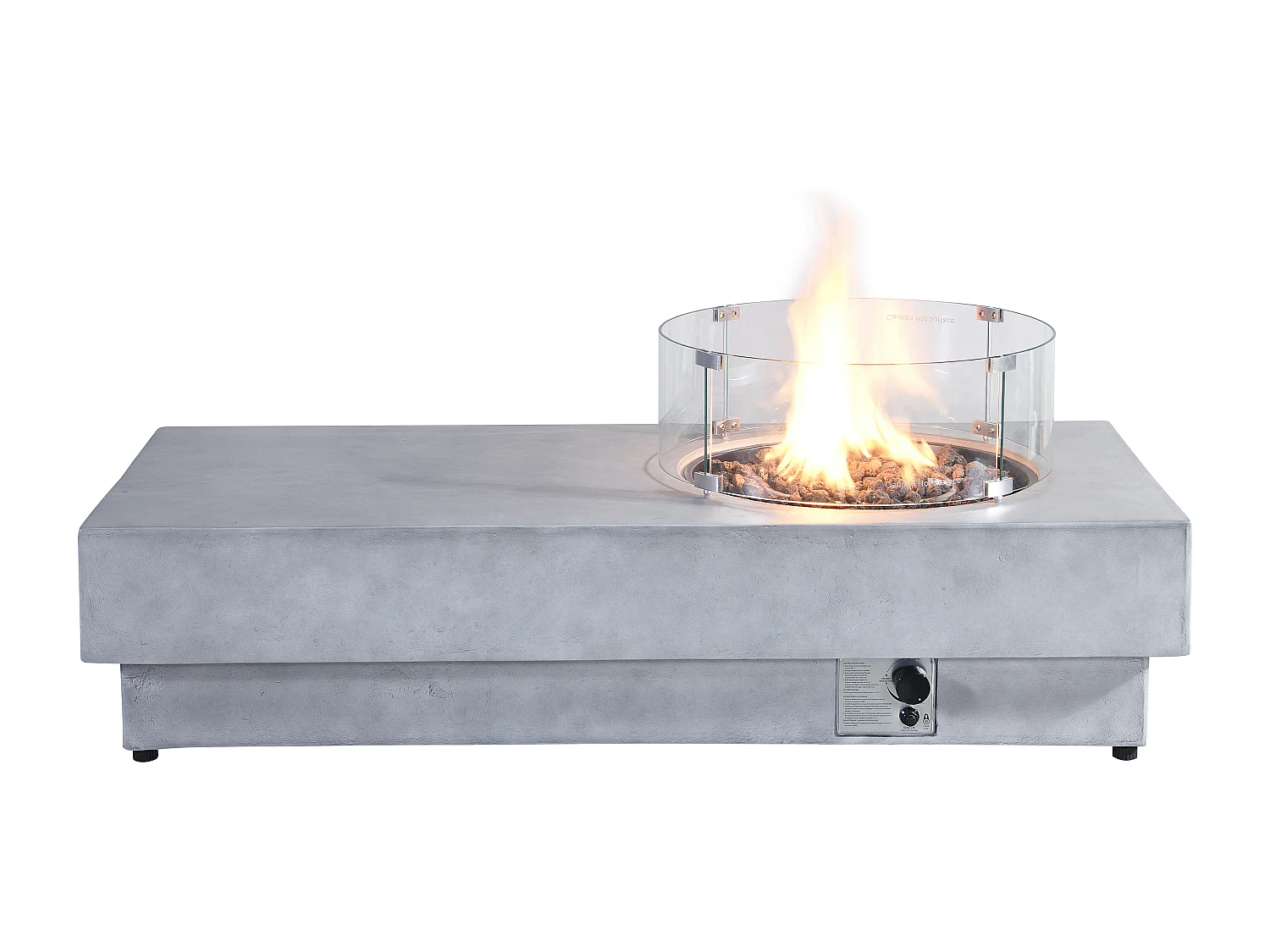 Table braséro rectangulaire au gaz en MGO effet béton – Foyer rond - SEROZA