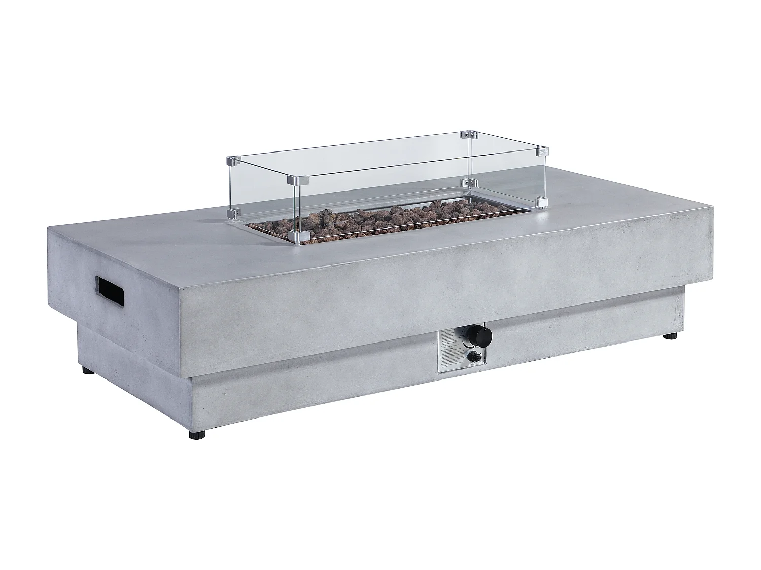 Tisch rechteckig mit Gasfeuerstelle - MGO - Beton-Optik - Eckige Feuerstelle - SEROZA