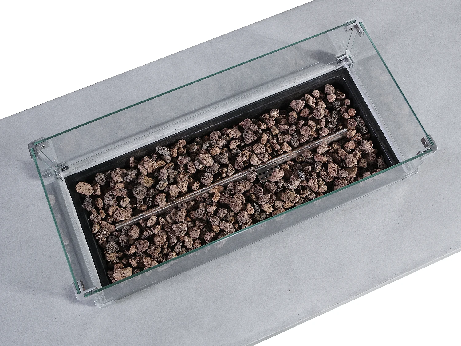 Tisch rechteckig mit Gasfeuerstelle - MGO - Beton-Optik - Eckige Feuerstelle - SEROZA