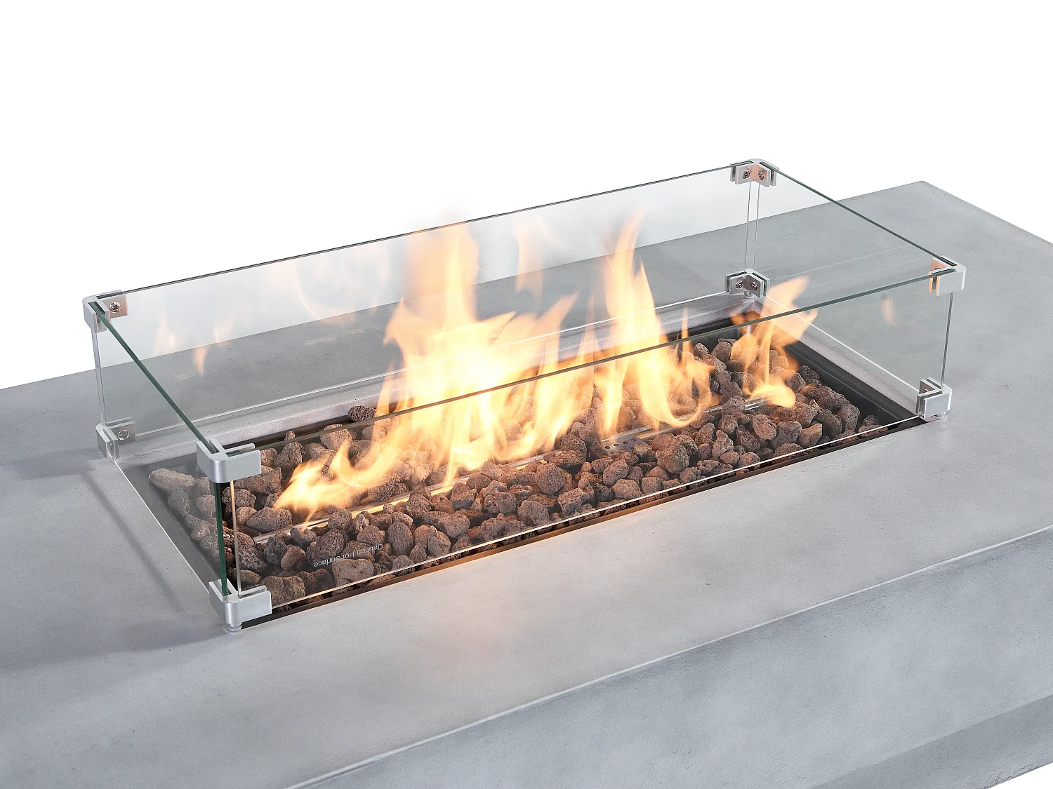 Tisch rechteckig mit Gasfeuerstelle - MGO - Beton-Optik - Eckige Feuerstelle - SEROZA