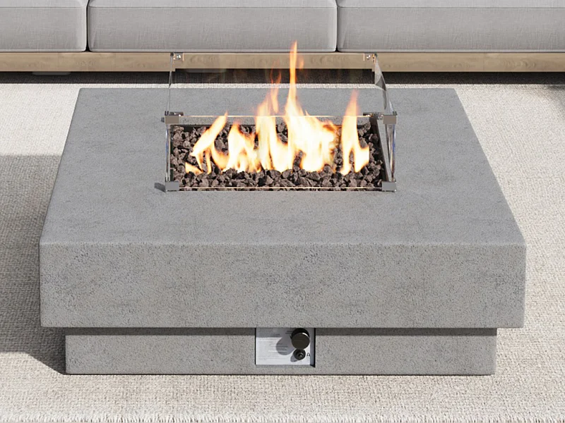 Table braséro carrée au gaz en MGO effet béton - SEROZA