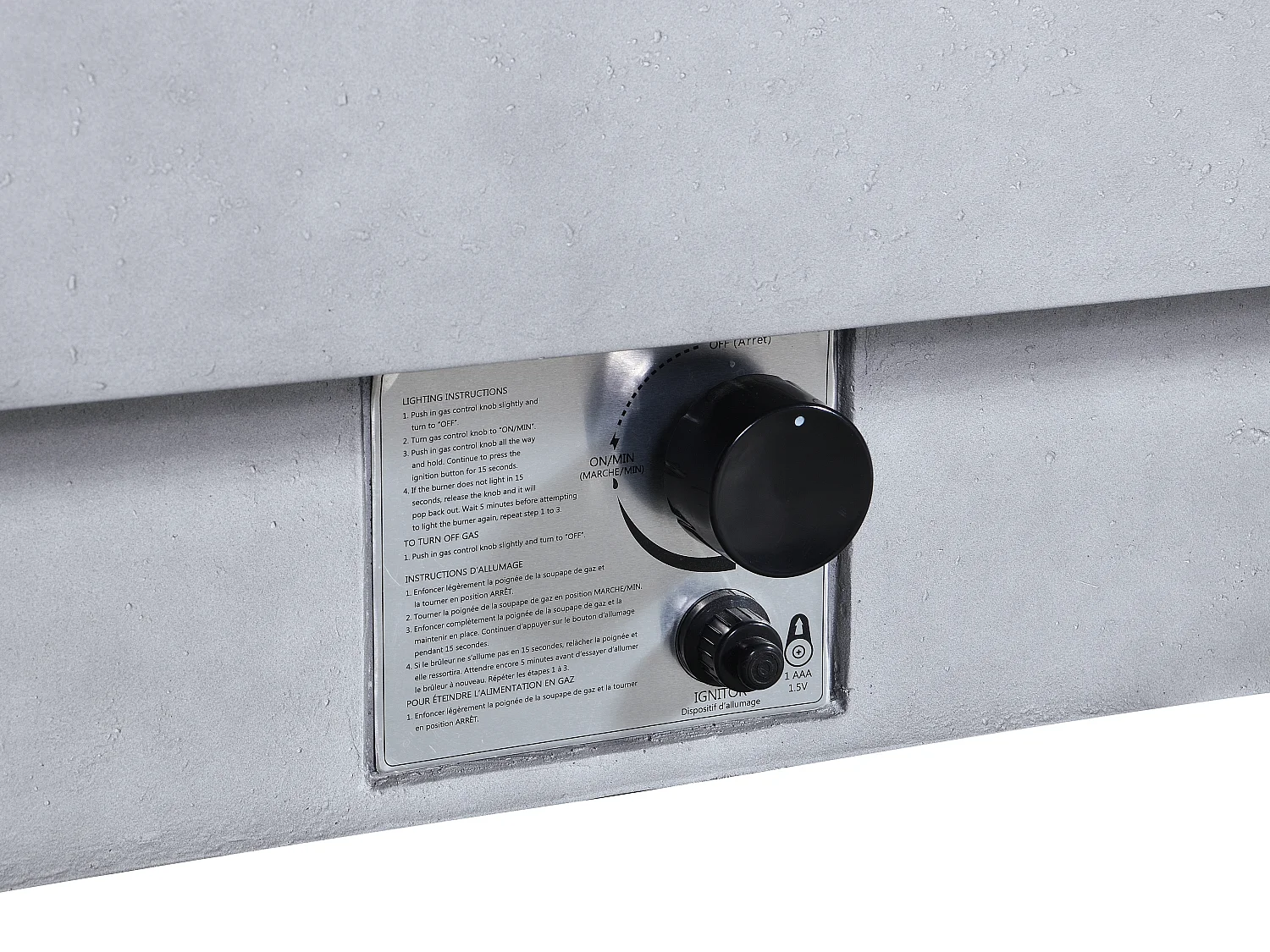 Mesa brasero cuadrada de gas en MGO efecto hormigón - SEROZA