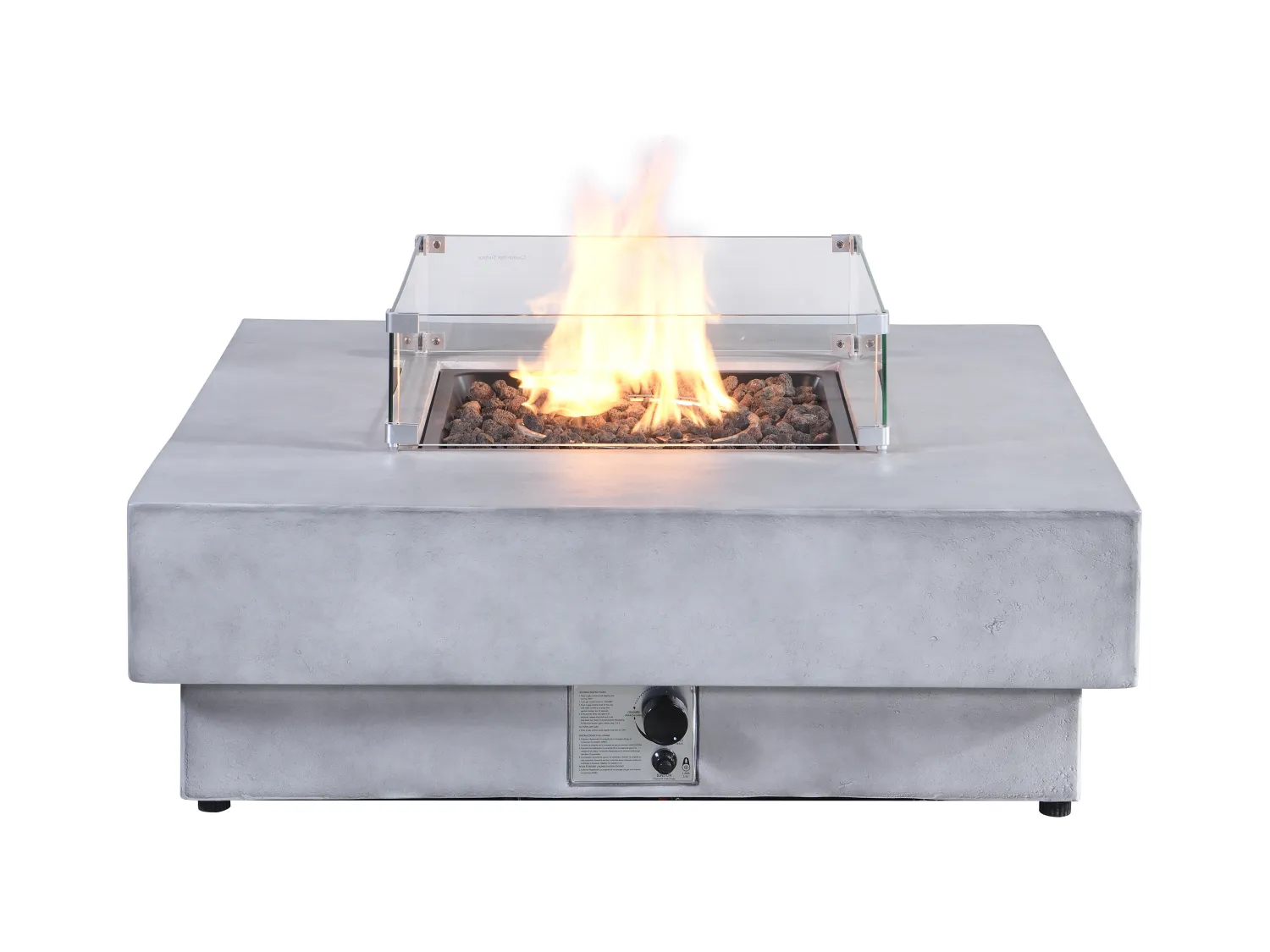 Table braséro carrée au gaz en MGO effet béton - SEROZA