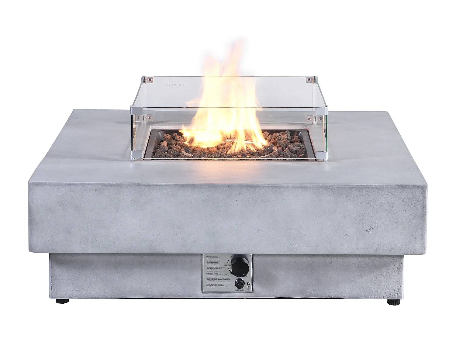 Table braséro carrée au gaz en MGO effet béton - SEROZA