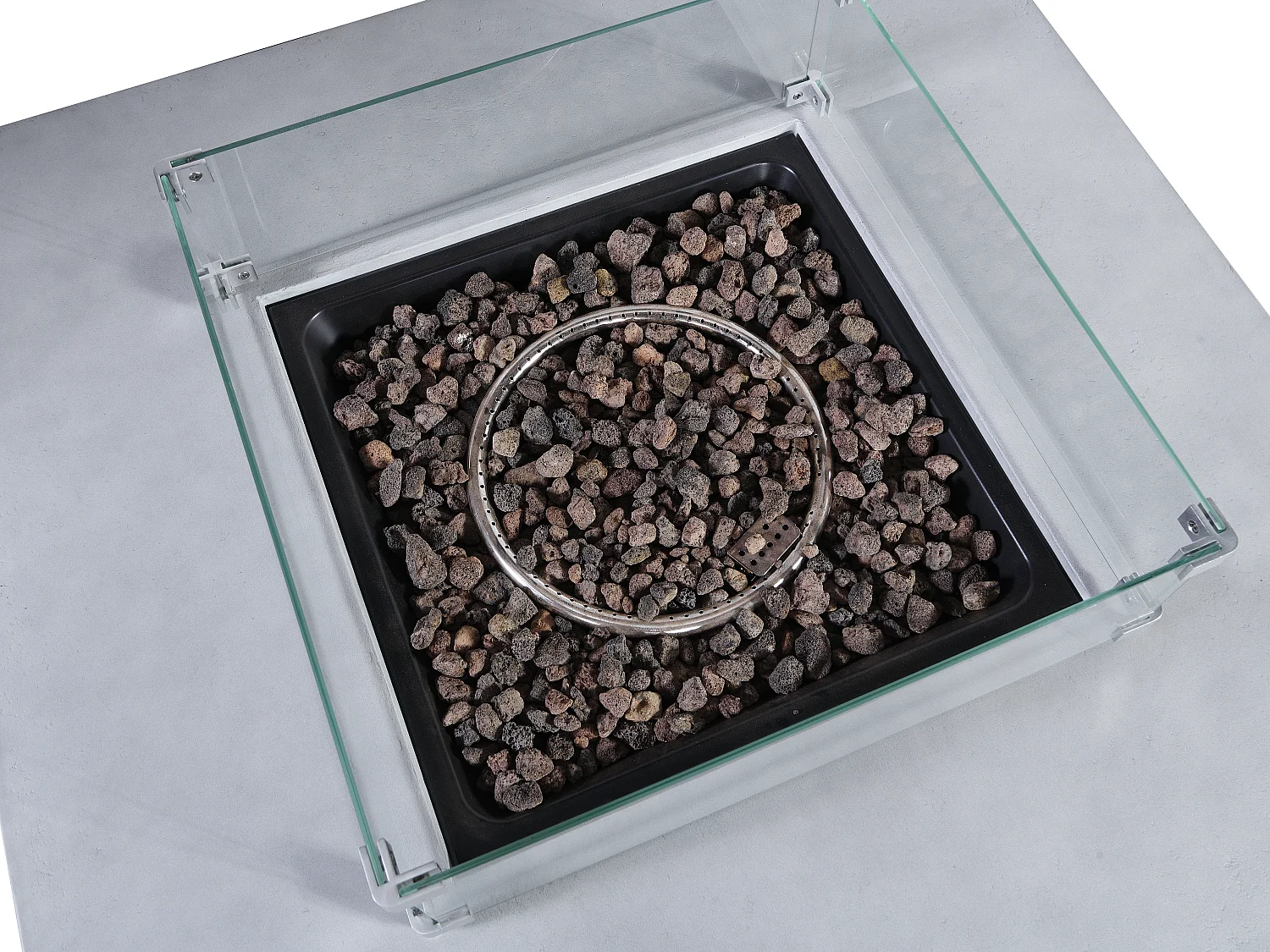 Table braséro carrée au gaz en MGO effet béton - SEROZA