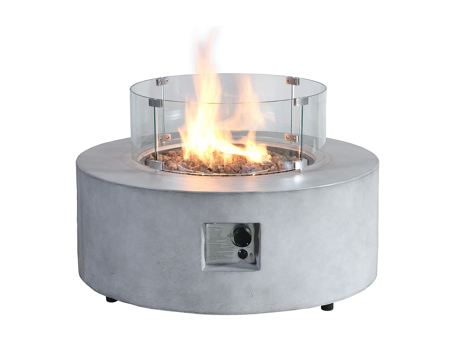 Tisch rund mit Gasfeuerstelle - MGO - Beton-Optik - SEROZA