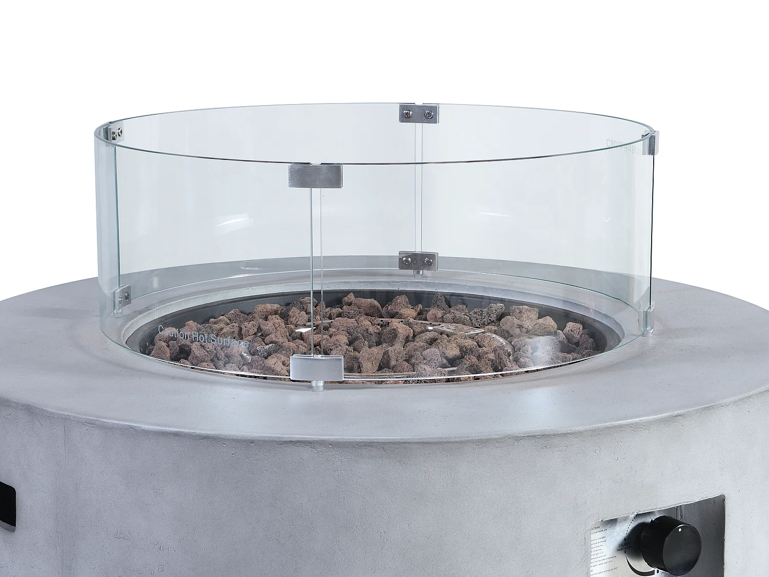 Tisch rund mit Gasfeuerstelle - MGO - Beton-Optik - SEROZA