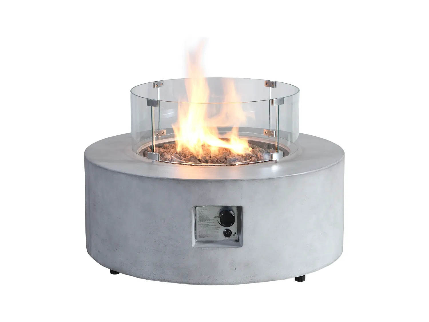 Tisch rund mit Gasfeuerstelle - MGO - Beton-Optik - SEROZA