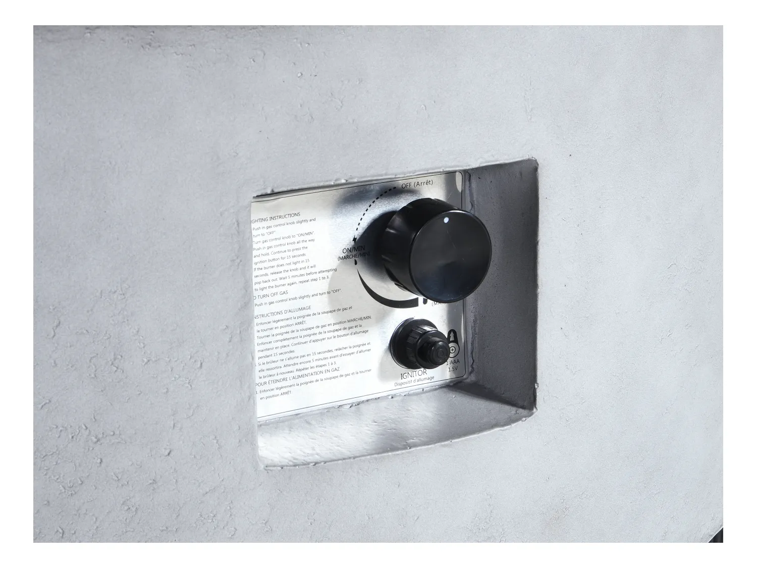 Tisch rund mit Gasfeuerstelle - MGO - Beton-Optik - SEROZA