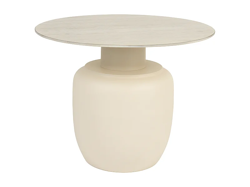 Karula - Table basse ronde effet travertin ø60cm - Beige