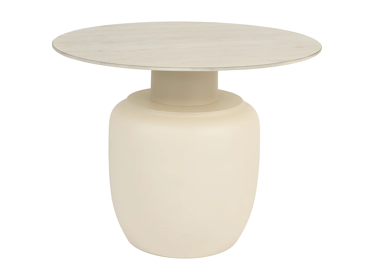 Karula - Table basse ronde effet travertin ø60cm - Beige