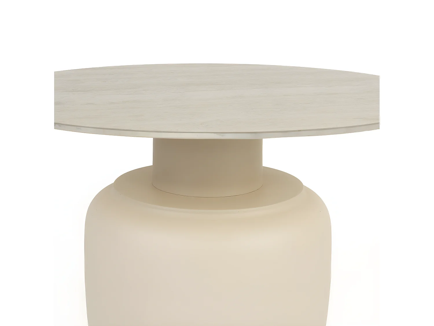 Karula - Table basse ronde effet travertin ø60cm - Beige