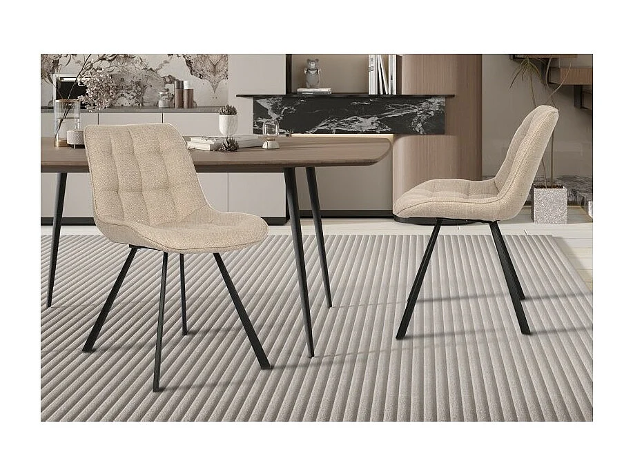 Chaise PALMA – Tissu beige – L51 x H80 x P61 cm – Confort et élégance