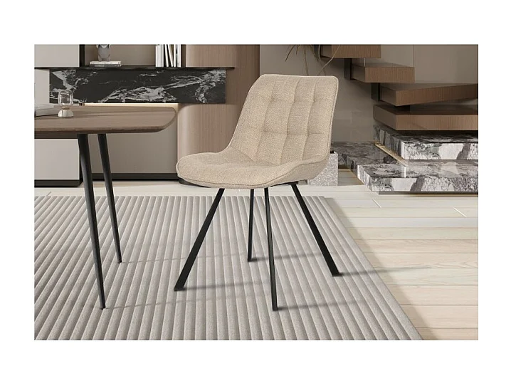 Chaise PALMA – Tissu beige – L51 x H80 x P61 cm – Confort et élégance