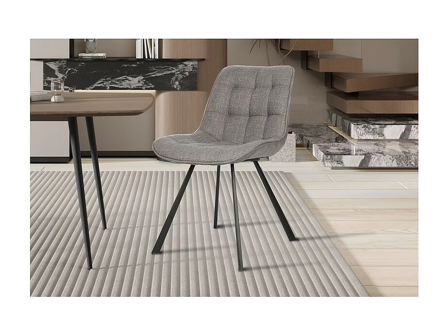 Chaise PALMA – Tissu gris clair – L51 x H80 x P61 cm – Élégance et confort