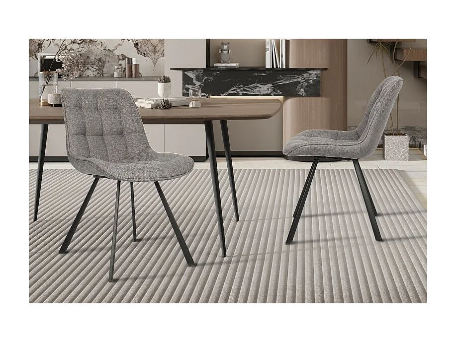 Chaise PALMA – Tissu gris clair – L51 x H80 x P61 cm – Élégance et confort