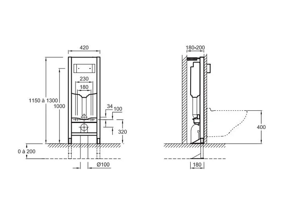 Pack bâti support WC autoportant JACOB DELAFON 3/6L + plaque