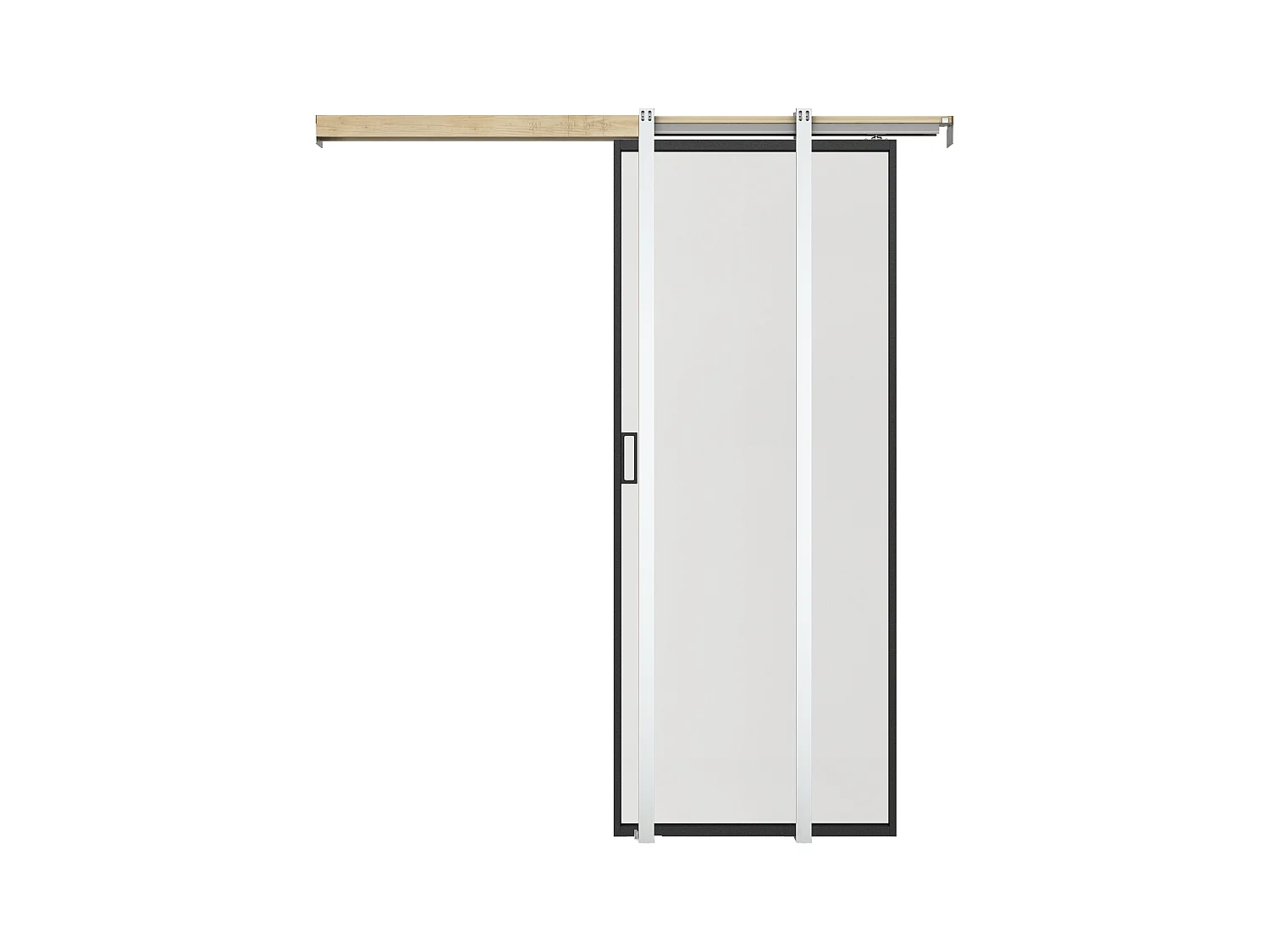 Porta scorrevole con sistema a incasso H205 x L73 cm  Alluminio e Vetro temperato smerigliato - LINCI II