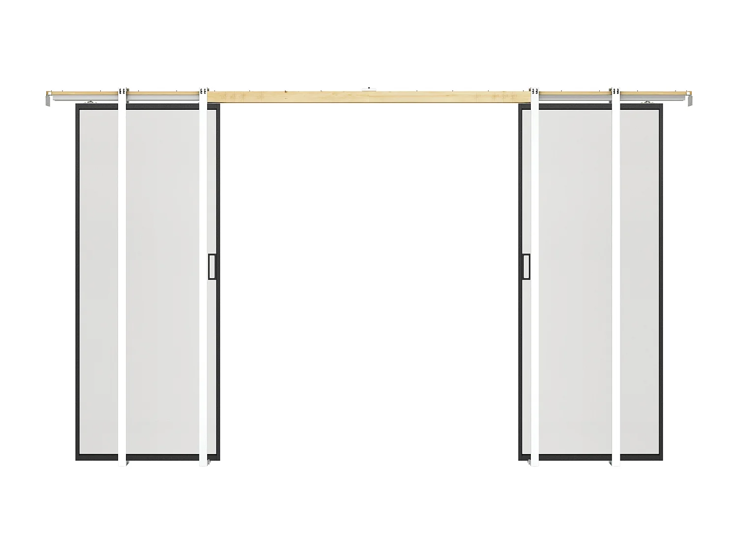 Porte coulissante double avec système à galandage - aluminium et verre trempé dépoli - 2 x H205 x L83 cm - LINCI II