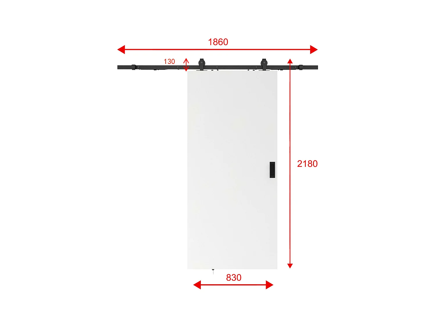 Puerta corredera vista - Alt. 205 x L83 cm - MDF + PVC blanco - VARIN II