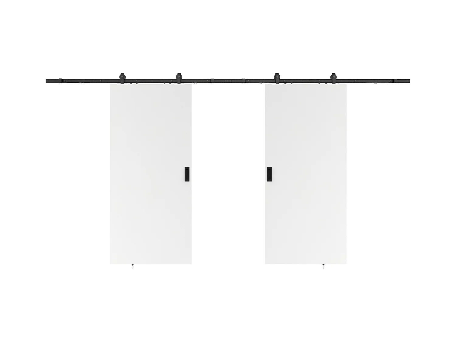 Doppel-Schiebetür mit Laufschienensystem - 2 x 205 x 83 cm - MDF + Kunststoff (PVC) - Weiß - VARIN II