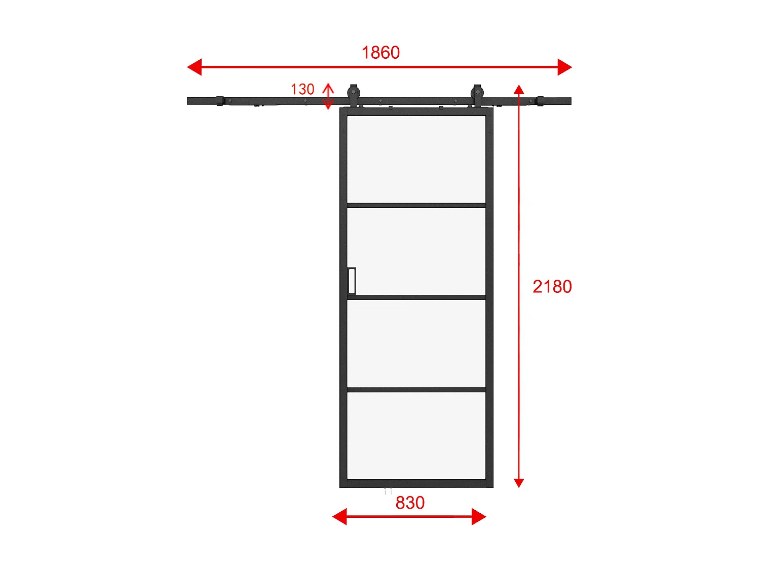 Porta scorrevole con sistema esterno muro H205 x L83 cm  Alluminio e Vetro temperato trasparente - SINCA II